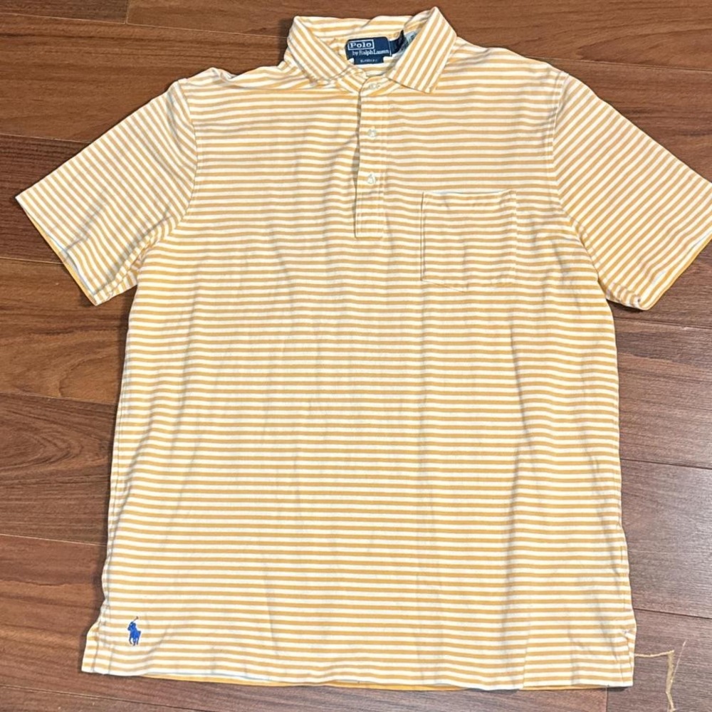Polo Ralph Lauren Orange and White Striped‎ Polo Shirt Size Mens Large